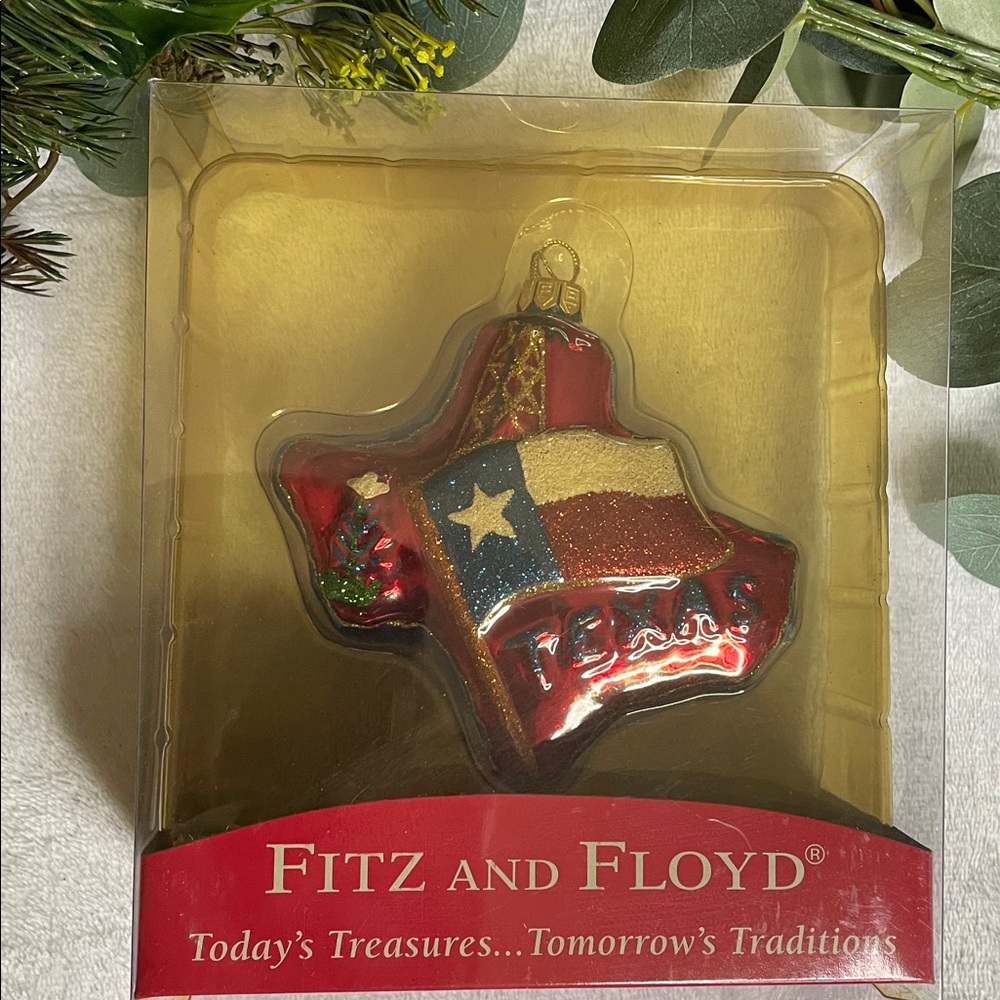 NIB Rare Vintage State of Texas Fitz and Floyd Glass Ornament - Picture 4 of 6